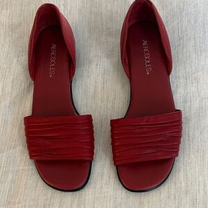 AEROSOLES Red Ruched D'Orsay Slide Sandals
